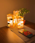three alabaster mosaic lamps dining table ambient
